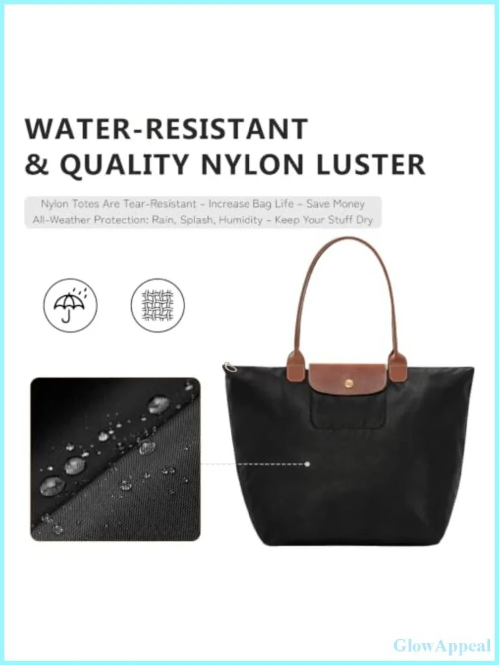 Large Nylon Slouchy Shoulder Tote Bag Waterproof Laptop Travel Work
